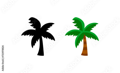 Palm trees icons. Flat and silhouette style