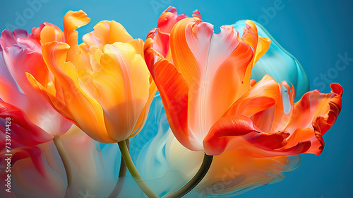 An abstract twist, featuring tulips in vibrant and dynamic compositions background Ai Generative #733979428