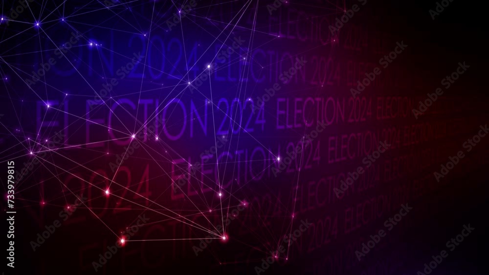 Voting for 2024 presidential election political backdrop with connected lines and election text display Voting for 2024 presidential election political backdrop with connected lines and election text display