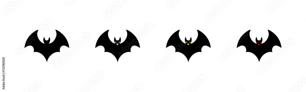 Bat icons set. Bat icon. Flat style. Vector icons Bat icons set. Bat icon. Flat style. Vector icons
