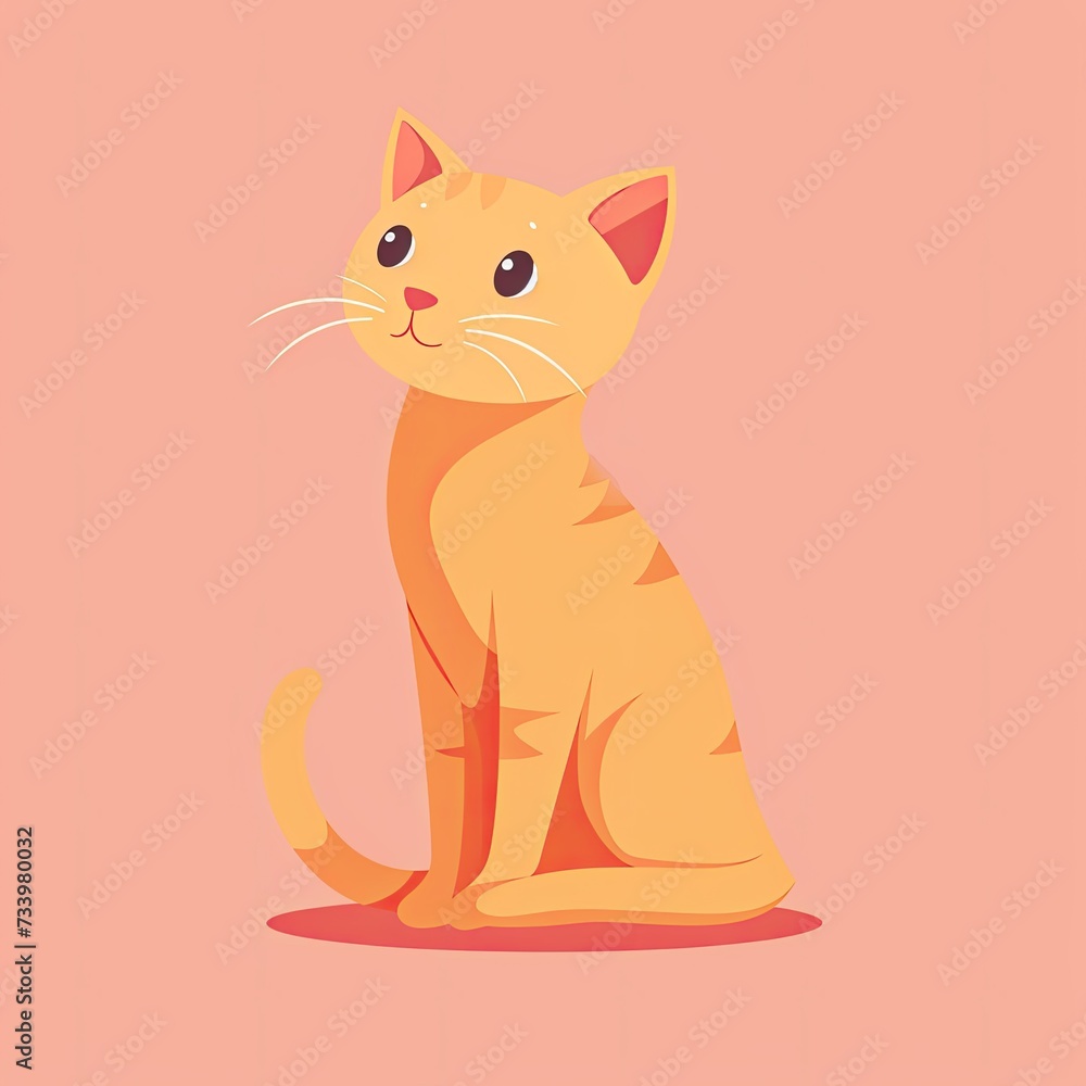 Flat Illustration of Cute Cat Flat Illustration of Cute Cat
