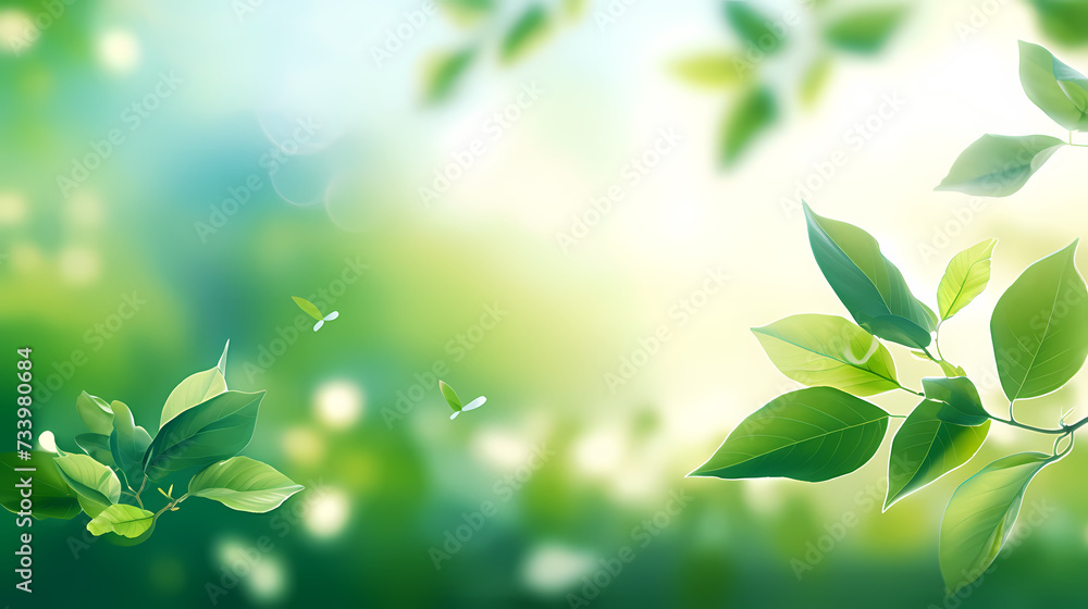 Obraz premium Spring background, green natural rustic background
