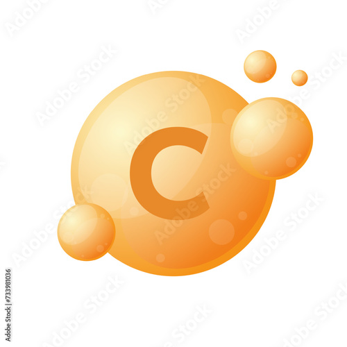 Vitamin C vector bubble isolated on white. Vitamin icon.