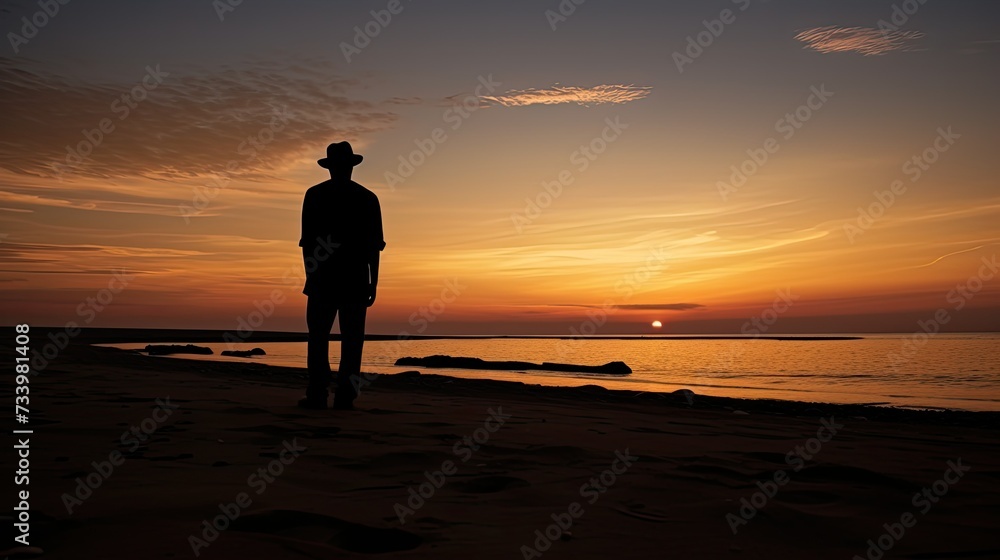 alone silhouette bored man
