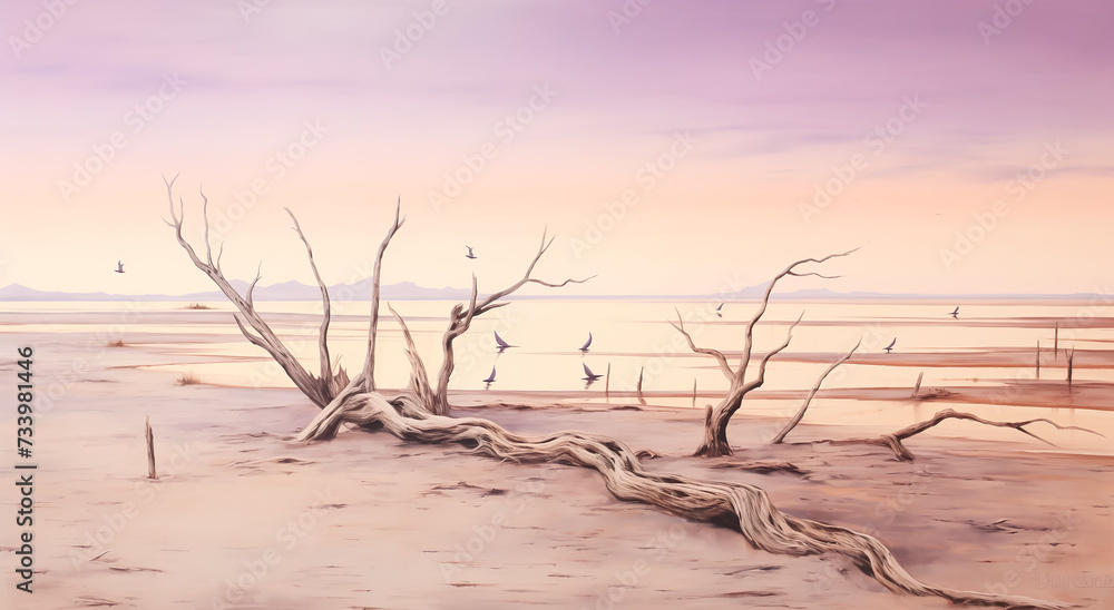 Dry tree twigs or Dead tree. Minimal background for summer concept Dry tree twigs or Dead tree. Minimal background for summer concept