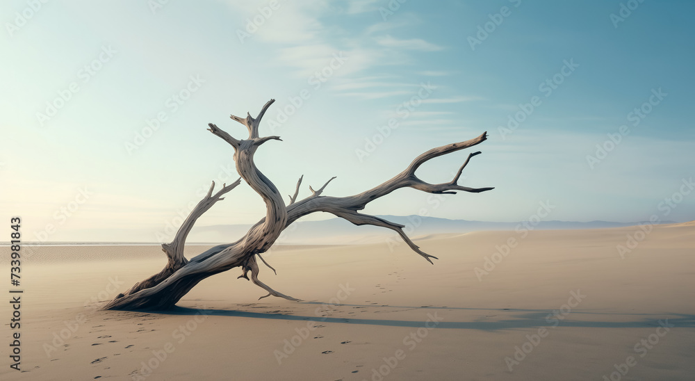Dry tree twigs or Dead tree. Minimal background for summer concept