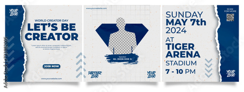 Blue Ripped Paper Social Media Template Bundle