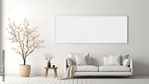 Fototapeta Naklejka Na Ścianę i Meble -  Mockup wall mounted with decoration in living room and white wall.