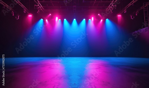 Simple Empty Stage with Lights and Copy Space