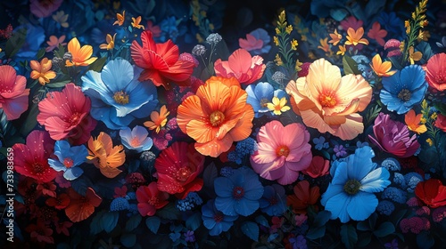 colorful flowers background generative ai