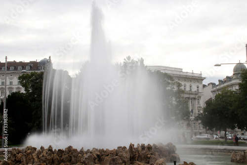 Artistic fountain in a park of Vienna, Austria