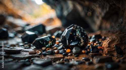 Black Onyx Crystal in cave © Brandon