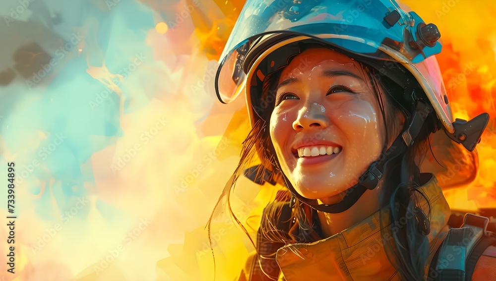 Happy young adventurer enjoying an exhilarating mountain climb. vivid colors capture the essence of adventure. perfect for theme of exploration. AI Happy young adventurer enjoying an exhilarating mountain climb. vivid colors capture the essence of adventure. perfect for theme of exploration. AI