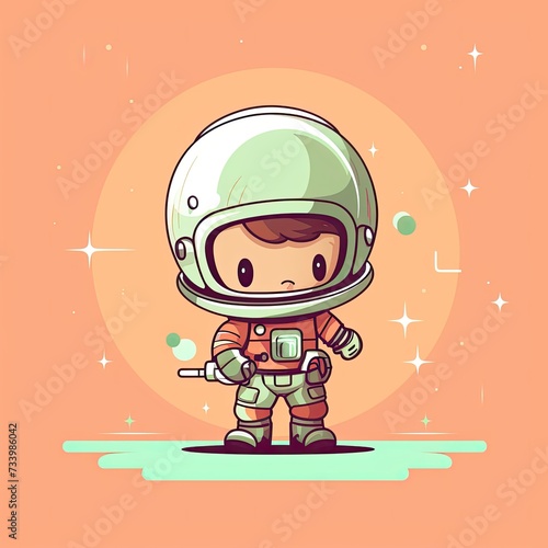 Flat Illustration of Cute Astronaut