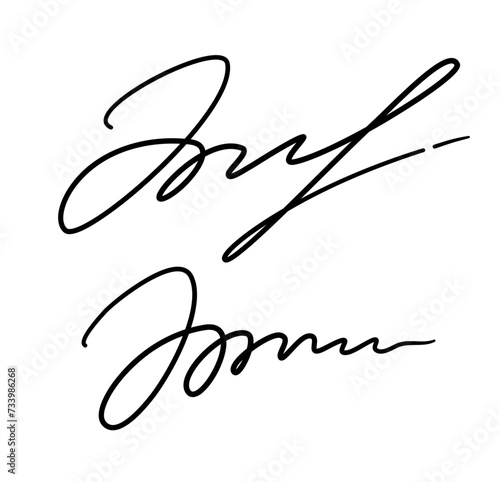 Set of abstract fictitious fake autographs in black ink. Vector illustration of EPS10
