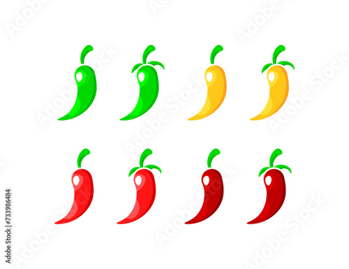 Hot pepper icon set. Flat style. Vector icons
