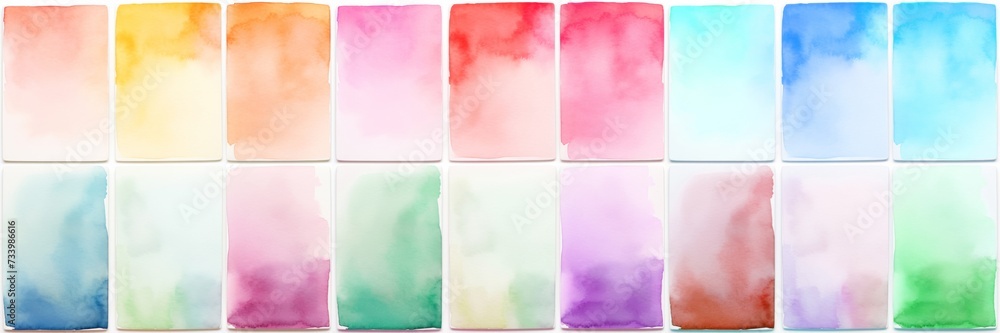 Abstract watercolor paint background banner long panorama - Set collection of rainbow colors, multicolored colorful, soft pastel color with liquid fluid marbled paper texture banner texture