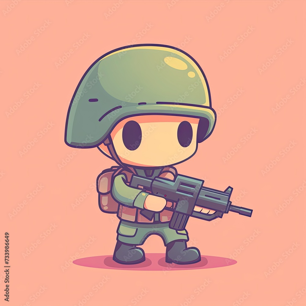 Flat Illustration of Cute Soldier