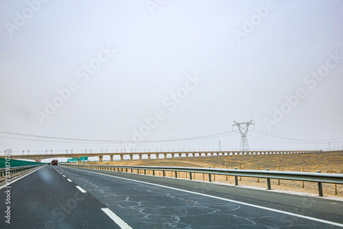 Jiuquan City, Gansu Province-Highway car advertising background picture