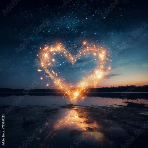 exchanging heart-shaped cookies, with a romantic soft-focus background
