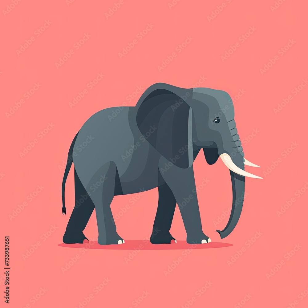 Flat Illustration of Elephant Flat Illustration of Elephant
