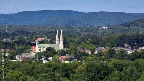 Small town USA neighborhood houses and homes real estate in countryside New York State