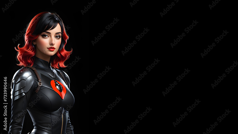 full-body image of an attractive cartoon-style lady isolated on a solid black background full-body image of an attractive cartoon-style lady isolated on a solid black background