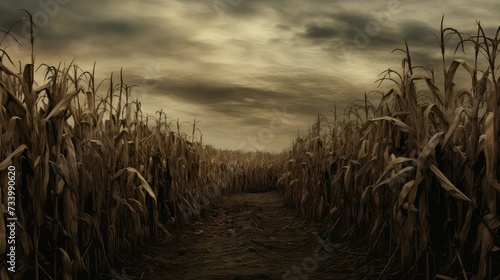 eerie haunted corn field hauntingly photo