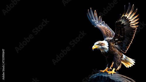 full-body image of an eagle isolated on a solid black background