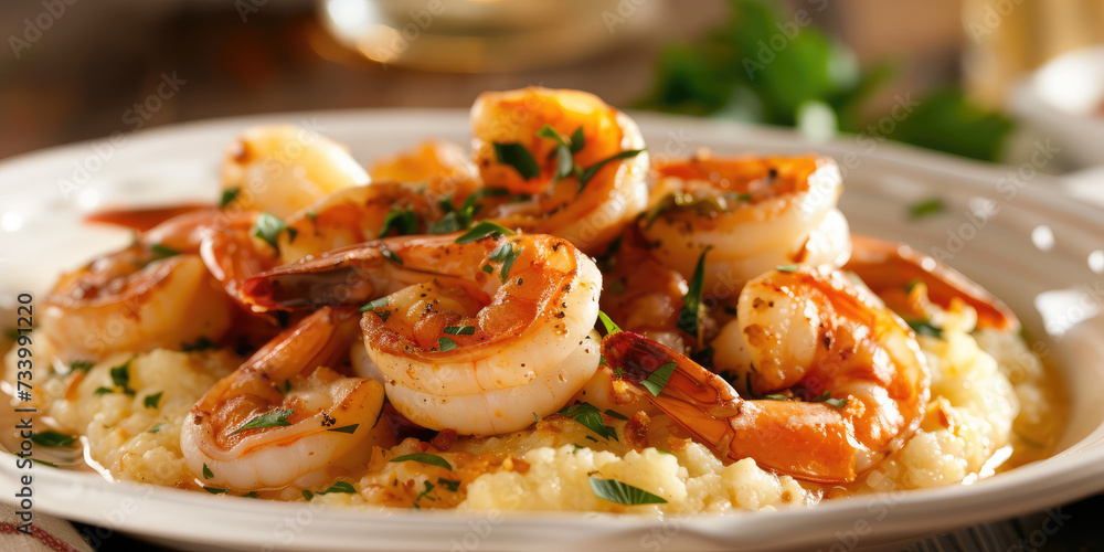 Savory Shrimp and Grits with Fresh Parsley. Seasoned shrimp on creamy grits, garnished with parsley, perfect for a Southern-style meal. Savory Shrimp and Grits with Fresh Parsley. Seasoned shrimp on creamy grits, garnished with parsley, perfect for a Southern-style meal.