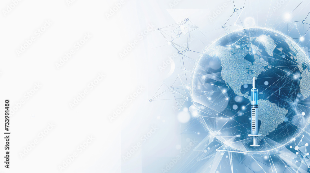 Fototapeta premium Abstract 3D Global Protection Vaccine Background.