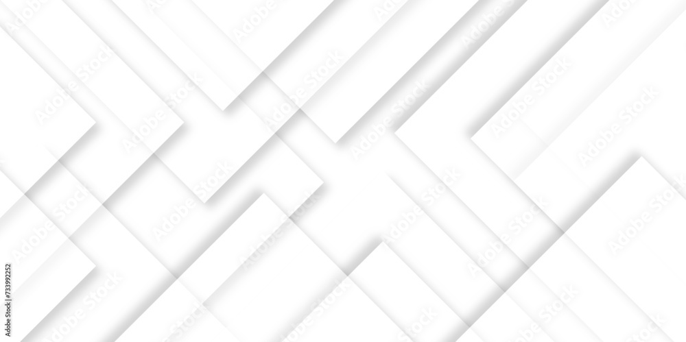 Abstract white background with diamond and triangle shapes layered in modern abstract pattern design.Grey white abstract square background geometry shine and layer element vector for presentation.