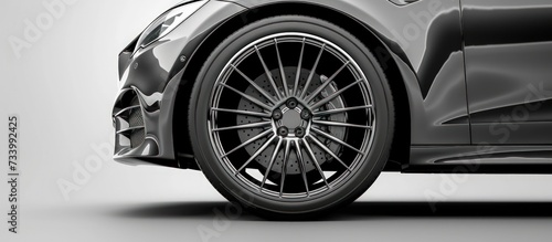 Car wheels with tire side view isolated on realistic background. AI generated image