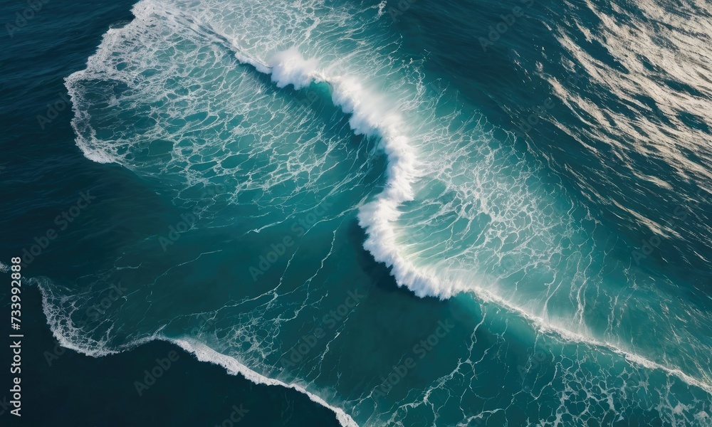 Ocean Symphony: Aerial Marvel of Splashing White Waves