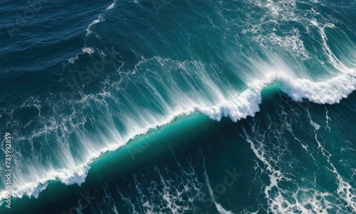 Drone Delight: Top-View Ocean's Symphony of Splashing Waves