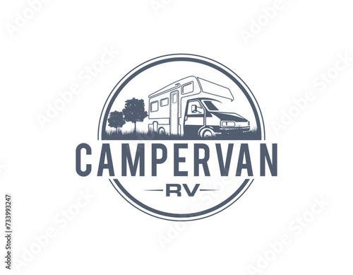Camper Van Traveling Business Logo Design Template