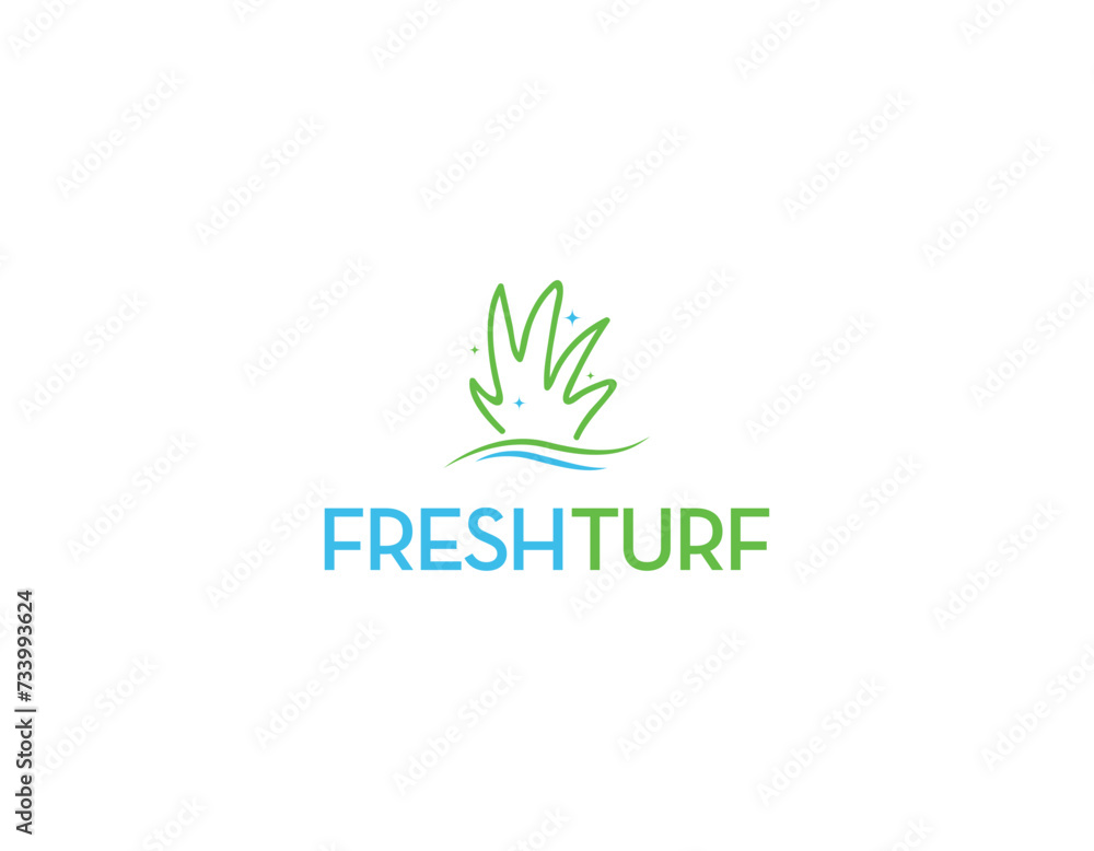 Simple Green Turf Logo Design Template