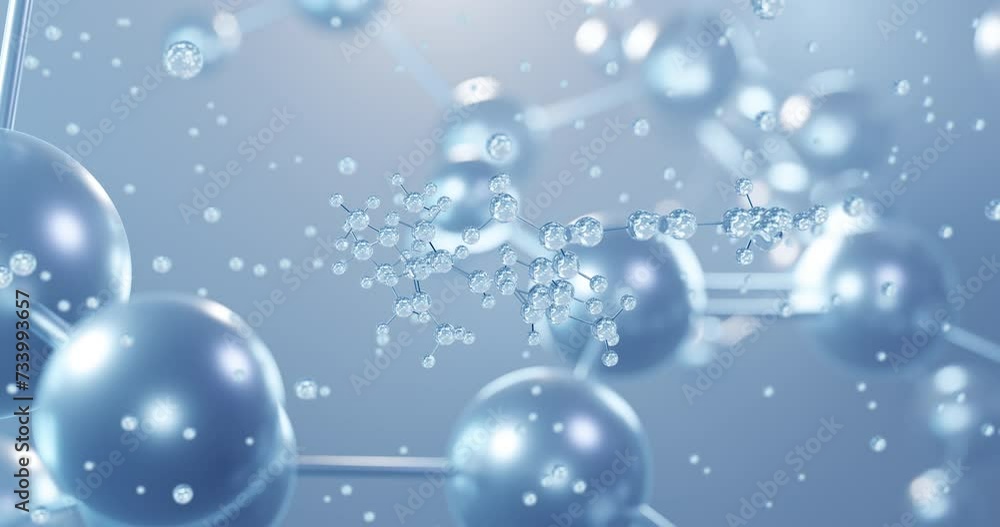 Apocarotenal, rotating 3D model of food additive e160e, seamless looped video, molecular structure with selective focus Apocarotenal, rotating 3D model of food additive e160e, seamless looped video, molecular structure with selective focus
