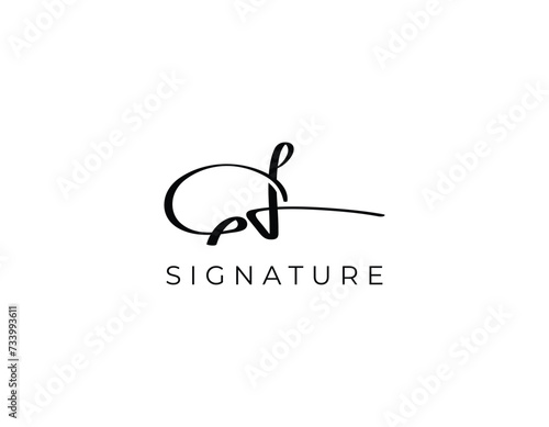 Simple Creative Signature Letter GL Logo Design Template photo