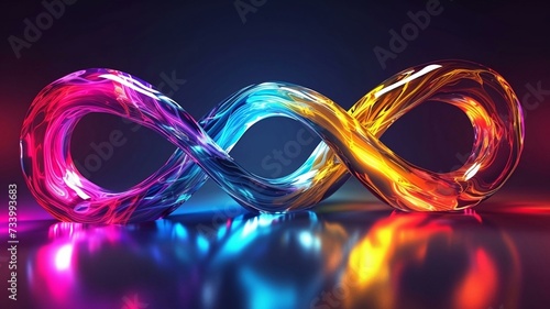 Triple Loop Infinity Symbol Colorful and Glowing photo