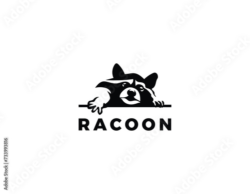 Simple Sneak Peek Racoon Logo Design Template