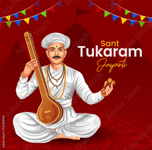 Sant Tukaram Maharaj a famous 17th-century Marathi poet, saint, and philosopher of India poster design template photo