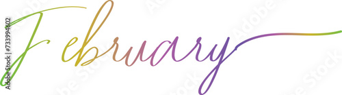 FEBRUARY. vector February Month with flowers, hearts and leaves. February decoration. February month illustration