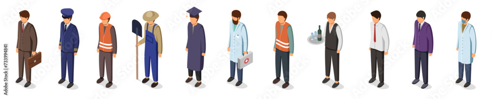 Different isomeric people vector set