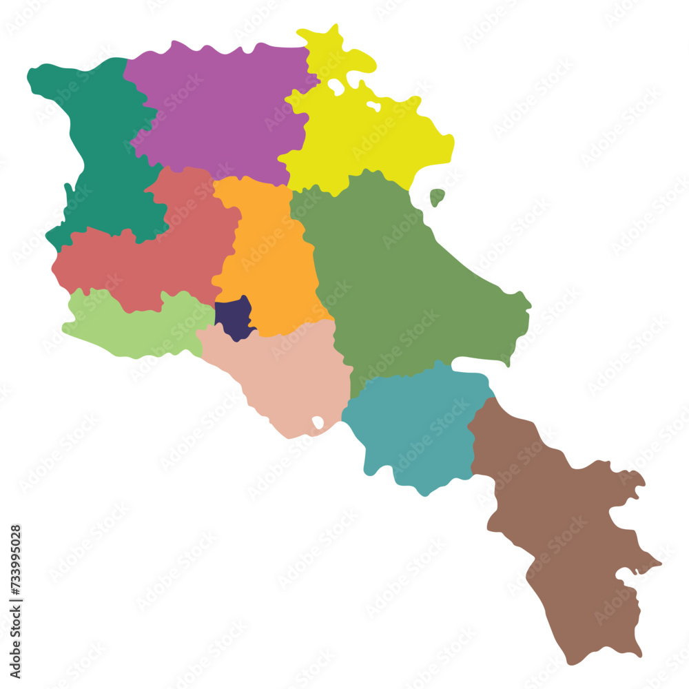 Obraz premium Armenia map. Map of Armenia in administrative provinces in multicolor