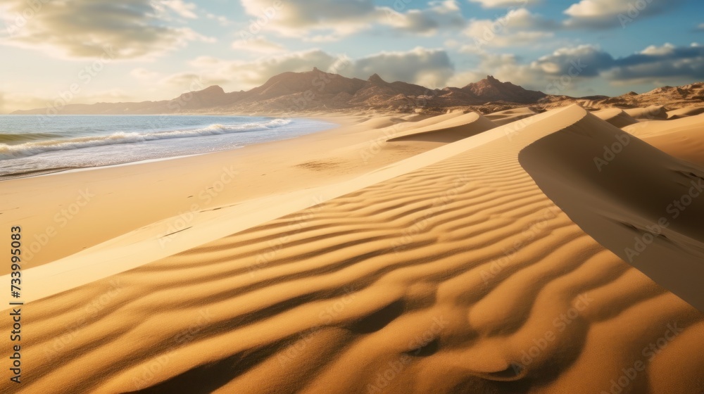Beach or desert sand wavy sand dunes of desert