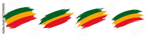 set of Hand drawn paint strokes Pan-African flag - red  yellow  green strokes. African American flag vector