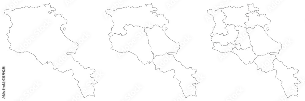 Armenia map. Map of Armenia in white set