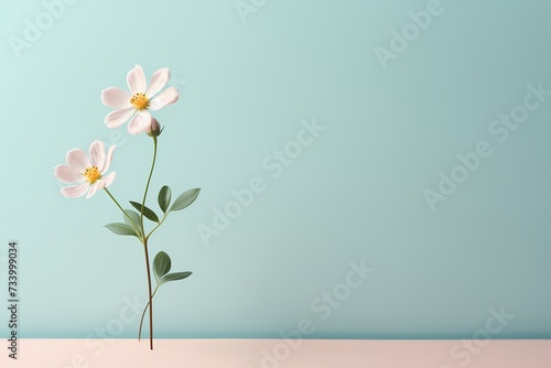 A high-definition image capturing the simplicity of a tiny flower on a pastel background, offering space for expressive text.