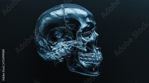 Skull Radiography Showing Cranial Bones and Features